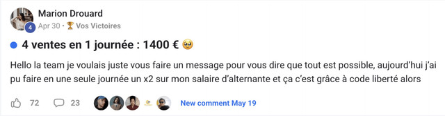 Marion D. — quatre ventes en une journée