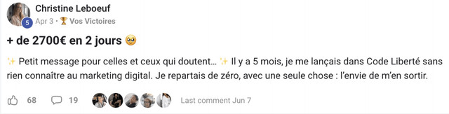 Christine L. — ses premiers résultats